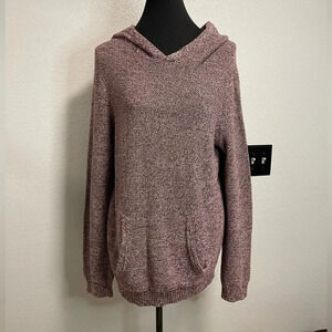 Aeropostale Women Burgundy/White Hooded Knit Sweater MEDIUM